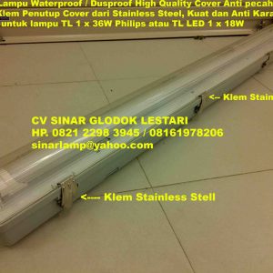 Kap Lampu Waterproof 1×36 watt Klem Stainless Stell
