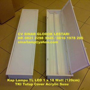 Kap Lampu TL LED 1 x 18W TKI Tutup Cover Akrilik Susu