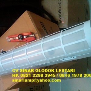 Kap Lampu TL 36W Cover Mika + Pelindung Kawat Besi Jeruji