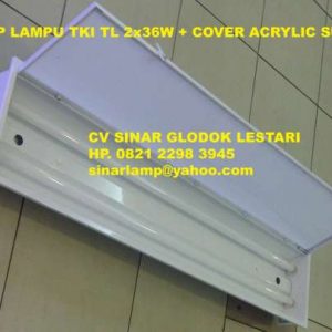 Kap Lampu TKI TL Neon 2 x 36W + Cover Acrylik Susu