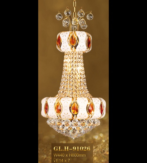 Lampu Kristal Mewah GLH 91026 W440H800 GD Sinar Glodok 