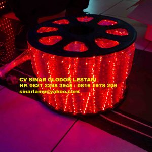 Lampu Selang LED Bulat warna Merah 3 jalur