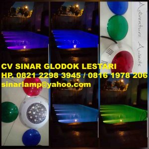 Lampu Kolam Renang LED 12W atau Halogen 50W Cover Warna Merah Hijau atau Biru